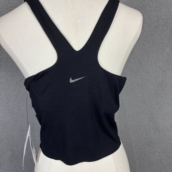 Nike Yoga Women's Dri-FIT Luxe Cropped Yoga Bra Tank Top Black Size 2XL. - Picture 5 of 12